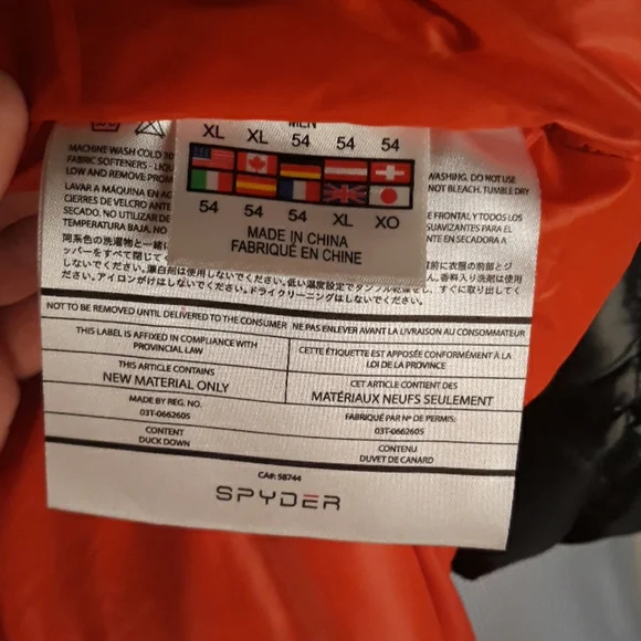 SPYDER Black Puffer Full Zip Mens XL Duck Down Jacket‎ - Picture 6 of 7